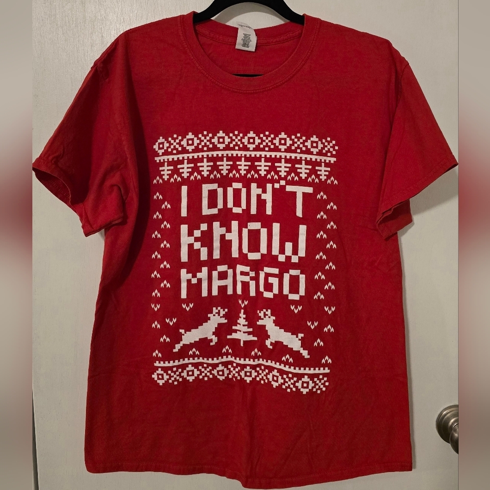 Red Graphic Christmas Vacation T-Shirt with White Design